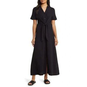 Caslon Vacation Tie Front Gauze Shirtdress